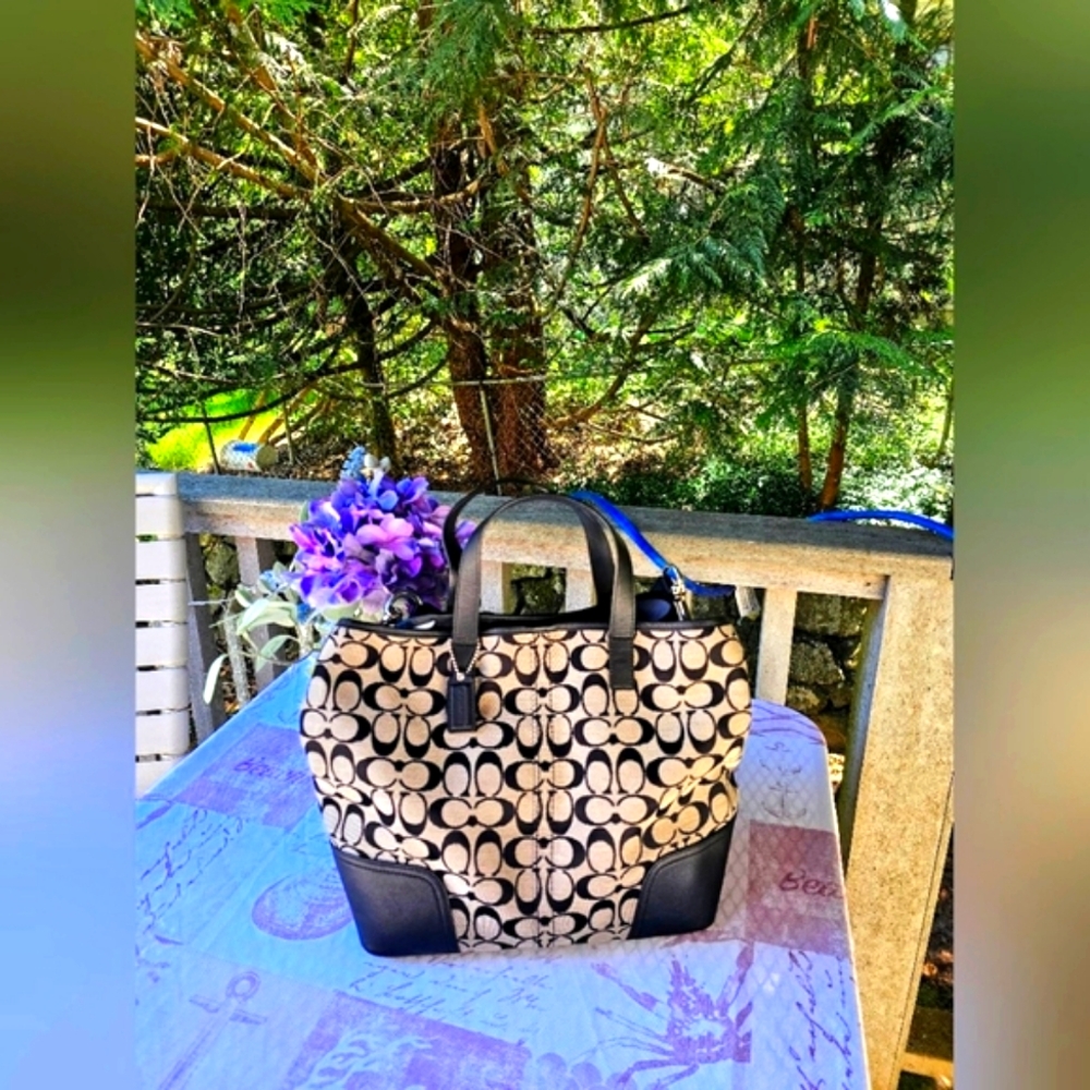 Authentic Coach Hadley Limited Signature Bag Black & Grey - Picture 2 of 12